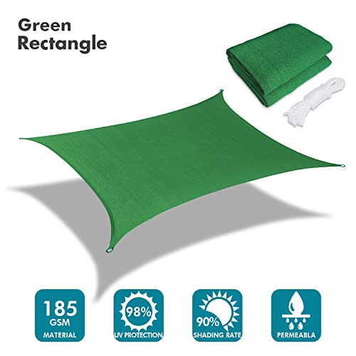 KANAGAWA 8'X11' Dark Green Custom Size Sun Shade Sail Rectangle 185GMS KW-S01 Permeable UV Block Fabric Durable Outdoor (Customized Available)