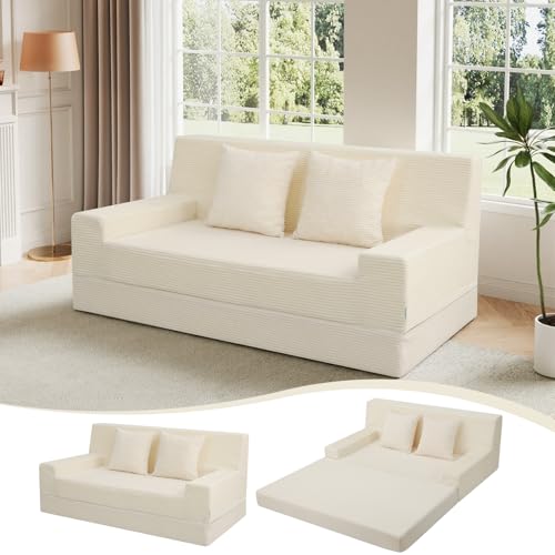 MeMoreCool Boneless Folding Queen Sofa Bed – Corduroy Convertible Futon