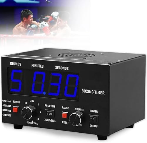 Professional Boxing Interval Timer - 30S-10min Gym Clock, Adjustable Rest Times (0/30/60S), Ideal for Workouts, Training, and Fitness - Blue