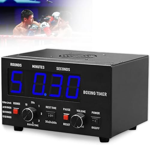 Temporizador de Gimnasio Sports Timeter, Temporizador de Intervalos de Boxeo Clásico, Tiempo de descanso de Entrenamiento Opcional Y Número de Repeticiones de Bucle,Blue