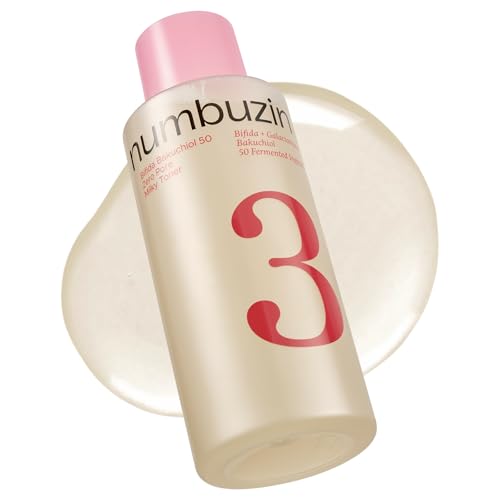 numbuzin No.3 Bifida Bakuchiol 50 Ferments Milky Toner Hydrating Toner for Pores Uneven Texture & Dark Spots Barrier Boosting with Kojic Acid for Sensitive Skin 6.76 fl oz