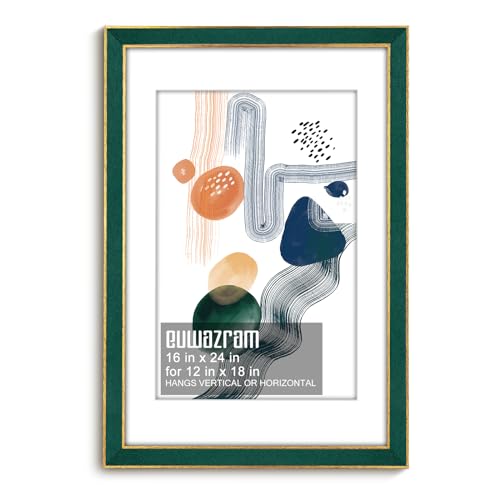 Suede 16x24 Frame - Single Frame, Christmas Elegant Green 16 x 24 Poster Frame with Mat for 12x18, 16x24 Picture Frames for Artwork, Puzzles, Photos and Movie Posters