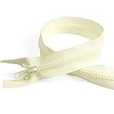20" Length #5 Open End Zippers with Plastic Teeth, Cream, Bias Bespoke Brand