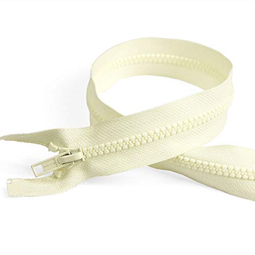 20" Length #5 Open End Zippers with Plastic Teeth, Cream, Bias Bespoke Brand