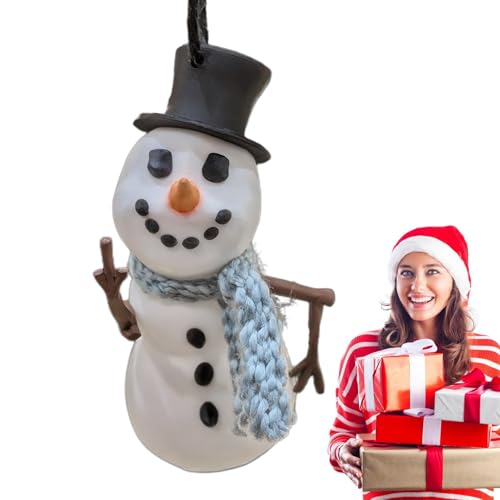 Decorazione 'albero con figure del pupazzo di neve,Ciondolo 'albero con figure del pupazzo di neve, statuetta decorativa in resina del pupazzo di neve di Natale, decorazioni in miniatura,