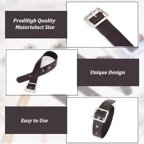 FINGERINSPIRE 4 Pcs Traditional Kilt Extender Straps Imitation Leather Cuff Belt Buckles 16.5x1 Coconut Brown Leather Adjustable Belt with Metal Square Buckle Women's Belt for Coat Dress4