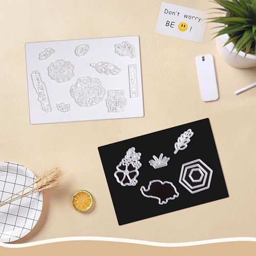 Image of Magnetic Sheets and Storage Bags for Stamps and Dies Storage with Album Pocket, Die Cut Storage Set for Storage Die Cutting,DIY Scrapbooking,Card Making Supplies(White 3 Sets)