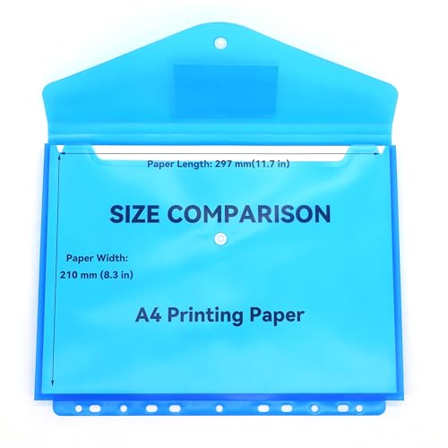 Pacote com 5 pastas de arquivos de documentos de envelopes de plástico transparente com fichário rec