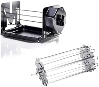 ROTO-Q 360 Non-Electric Rotisserie Kit with 10-Piece Skewer Set - Cordless Spit Roaster for Grills, Ovens, Smokers, BBQs - Indoor & Outdoor Cooking (Black)
