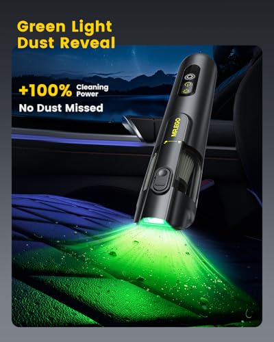 Image of Mr.ego Handheld Car Vacuum Portable Cordless, 4-in-1 Mini Vacuum with 18500Pa Strong Suction, Desk Vacuum Cleaner and Air Duster with Green LED Light for Small Jobs, Car, Home, Keyboards (Black)