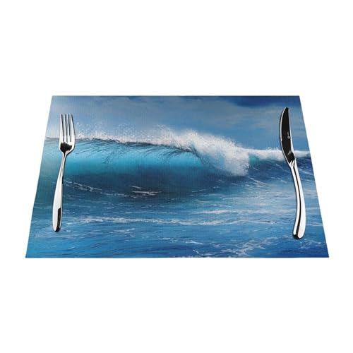 Sets de table en PVC résistant à la chaleur napperons bleu océan lavables de qualité - 7