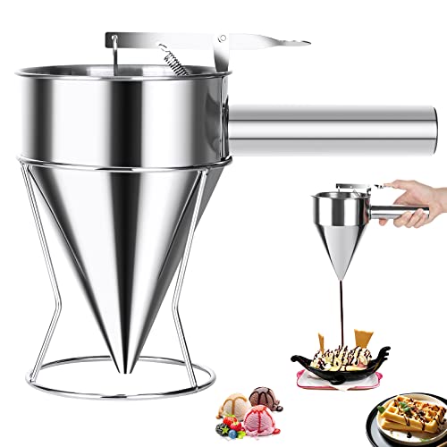 Produktfoto von FENGQ Kolbentrichter, Edelstahl Teigportionierer, Batter Trichter mit Rack, Pfannkuchen Teigspender Edelstahl für Home&hellip;