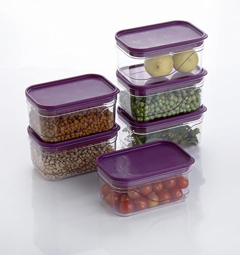 Image of Xiran Airtight Fridge Storage Boxes, Kitchen Containers with Lid Fridge Storage Containers, Kitchen Accessories Items, Plastic Kitchen Organizer Storage Set for Vegetables, Fruits(800ML, Pack of 6)