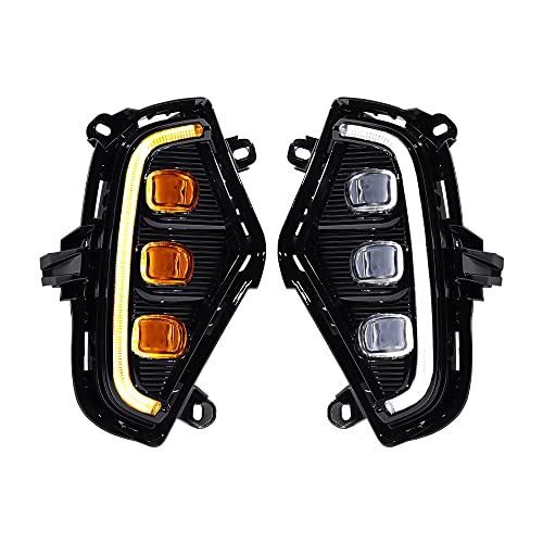 Astra Depot LED Daytime Running Lights DRL Fog Lamps Kit Fog Lights Assembly Amber Turn Signal Lamps, 1 Pair (White+Amber, For 2019-2022 2023 Toyota RAV4)