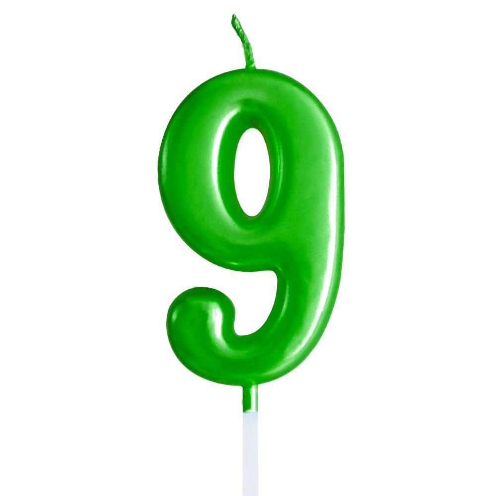 Velas de cumpleaños verdes con 9 velas de 9º y nueve años, número romano, número 90, 91, 92, 93, 94, 95, 96, 97, 98, 99