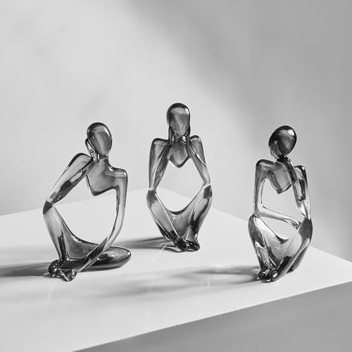 XINXUAN 3Pcs Thinker Statue Sculptures Office Decor Small Shelf,Bookshelf Decor