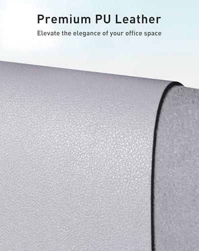 Image of Aothia Faux Leather Desk Mat - Large Mouse Pad, Non-Slip PU Leather Blotter, Waterproof Writing Surface for Office and Home (Smoky Lavender, 42 inch x 17 inch)