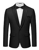 MAGE MALE Men's Tuxedo Jacket One Button Solid Notched Lapel Slim Fit Patchwork Collar Blazer Suit Coat