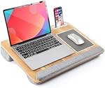 LORYERGO Lap Desk - Lap Laptop Desk Fits for 17 Inch Laptop, Lap Desk with Cushion & Wrist Rest, Laptop Lap Desk w/Mouse Pad & Cellphone Slot, for Couch & Bed, Home & Office