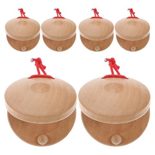 Totority Wooden Castanet Musical Instruments Set 6 Pieces for Beginners Finger Symbol Percussion Instrument