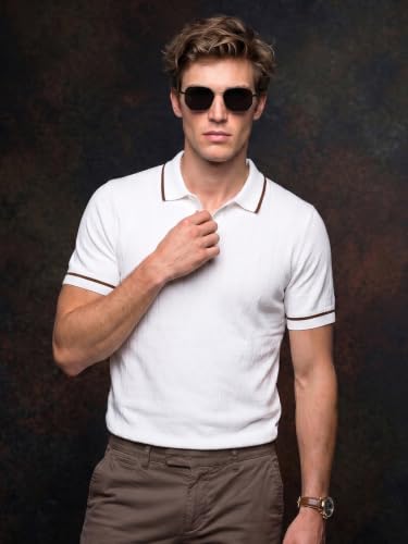 Image of Veirdo Men's Flatknit Printed Half Sleeve Polo T-Shirt with Collared Neck, Regular Fit, Casual Style for Office, Travel, (Sizes S to 2XL)