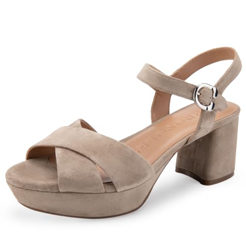 Aerosoles Women's COSMOS Heeled Sandal, Trench Coat Suede, 10W