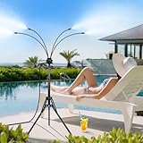 Rafow Standing Misters for Outside Patio - Adjustable Height 3.6-5.2FT Misting System Line 26.5FT Portable Water Misters for Cooling Outdoor with Tripod Base Stand Mister for Backyard Pool BBQ Party