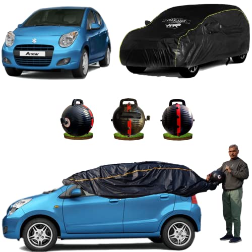 Image of CARBLAZER Portable & Semi-Automatic Full Body Car Covers: Heavy Duty Device| Anti-Theft| Dust & Scratch Proof | Water & Wind Resistant|Custom Fit| Dual-Side Cover, Compatible for Maruti Suzuki A Star