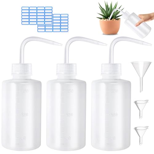Quelcc Lot de 3 Flacons Pipettes Gradués en Plastique Souple Bouteille de Lavage avec Bec Fin et...
