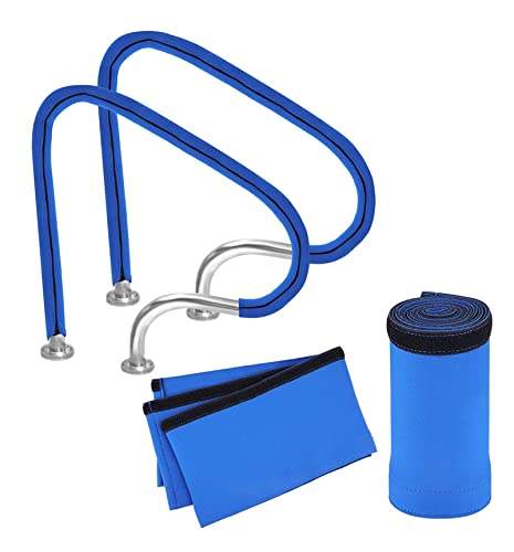 Handrail 304 Stainless Steel Swimming Pool Handrail for Inground Pools, Pool Railings Pool Handrail with All Accessories and Blue Grip Cover 4ft（Set of 2）