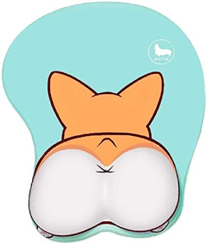 123Arts 3D Funny Corgi Butt Shape Silicone Mouse Pad Mouse Mat- 8.6X10.2 Inch