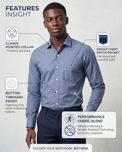 Image of INKAST Men's Cotton Blend Plain Formal Shirt | Full Sleeves Solid Shirts| Straight Regular Fit | Office and Regular Wear