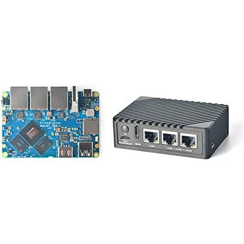 Nanopi R6S Mini Router OpenWRT with 3 Gbps Ethernet Ports LPDDR4X 8GB RAM Based on Rockchip RK3588S Soc for IOT NAS Smart Home Gateway Support Debian Ubuntu (with CNC Metal Case) Cover
