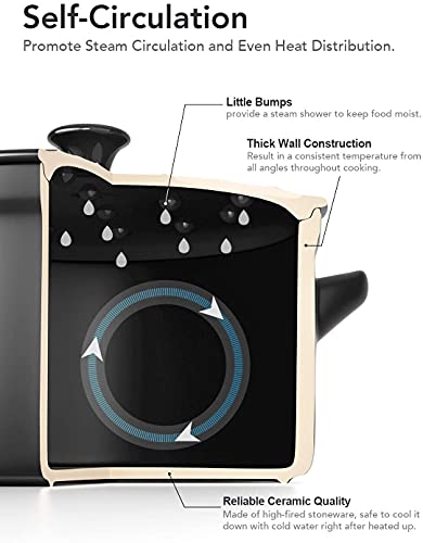 Le Tauci 3 Quart Dutch Oven Pot With Lid, For No Knead Bread, Sourdough Loaf, Bread Clothe Baker, Ceramic Casserole Dish, Stove To Oven, Non-Coated, Use As Bread Pan, Soup Pot, Stew Pot, Black #TOP2