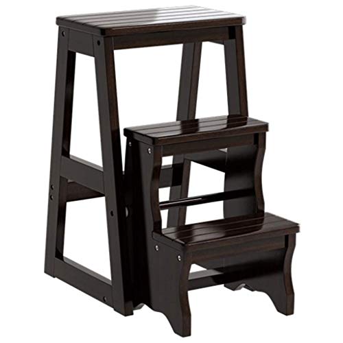 Folding Portable Ladder Step Stool Strong and Durable 3-Layer Stool Pedal Solid Wood High Stools Change Shoe Wooden Bench Bathroom Stools Low Stool Fashion Dual-Use Climb Furniture
