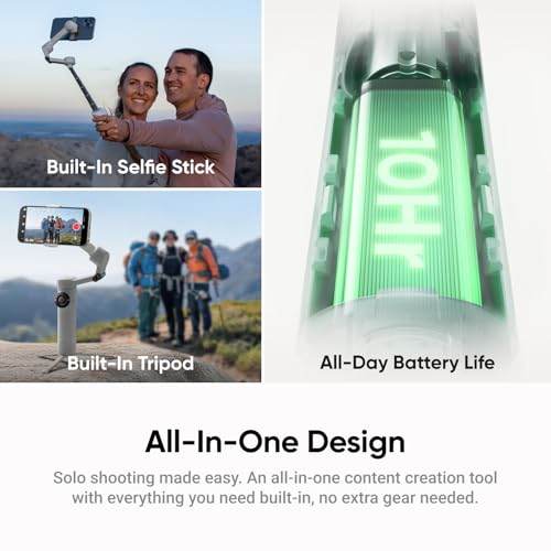 Image of Insta360 Flow 2 Grey - Foldable AI Phone Gimbal, AI Tracking, Multi-Person Tracking, Built-in Tripod /Selfie Stick, Remote Control, iPhone /Android Portable Stabilizer