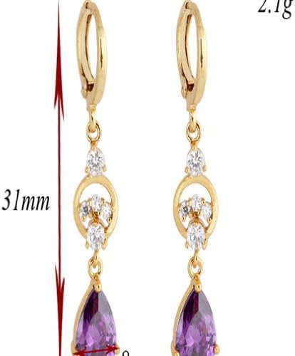 YAZILIND Charming Smooth Gold Plated Inlay Teardrop Cubic Zirconia Dangle Drop Earrings for Women