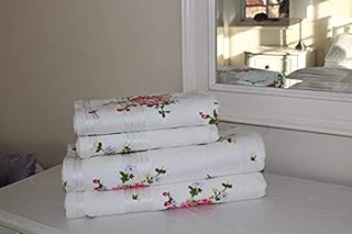 SHL White/Pink Rose Floral Printed 100% Cotton Towel 400 Gsm (Pack Of 2 Face Flannels)