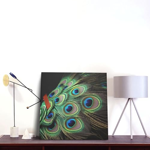 Peintures thème plumes de paon vertes 40,6 cm pour réveiller les murs ternes de votre maison - 3
