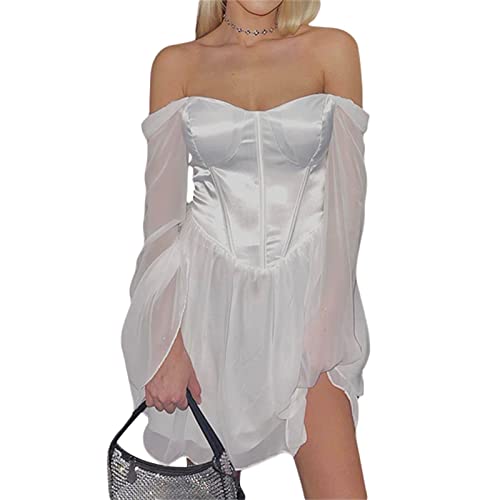 Robe épaules dénudées pour femme avec volants irréguliers