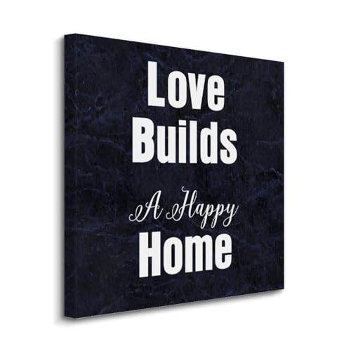 Lienzo impreso Love Builds A Happy Home, arte motivacional para tu porche y salón
