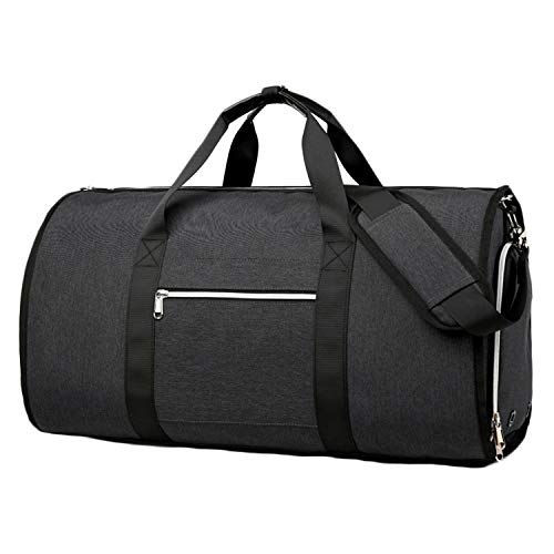 JIER Bolsa Portatrajes de Viaje Portátil, Bolsa de Viaje Plegable Ideal para Negocios Hombres Mujeres, Bolsa de Deporte Correa Ajustable 35L 55 * 31 * 26CM (Negro)