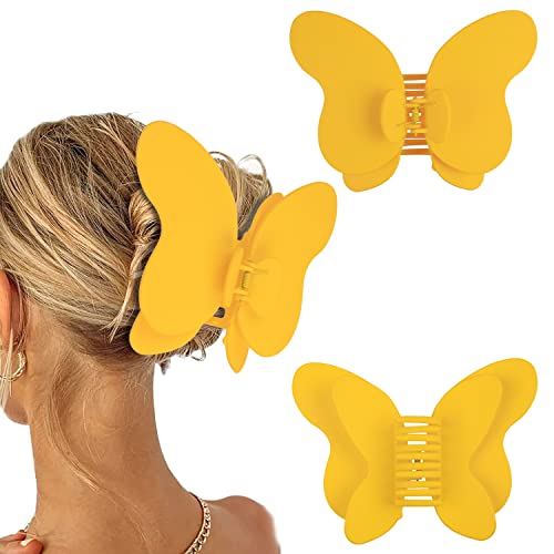 Wanyu Life Large Hair Clips For Women & Thick Hair,Cute Matte 6 Inch Jumbo Claw Clips Giant Strong Hold Jaw Hair Styling Accessories 1 Pc (Bright Yellow) #TOP5