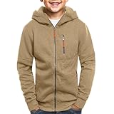 Sudaderas con capucha para niño con cremallera de invierno cálido chaqueta deportiva descontratada ligera transpirable sudadera con capucha suéter de manga larga color sólido ropa deportiva con