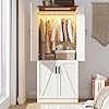 75 tall farmhouse 2 doors armoire wardrobe closet with ledfreestanding closet wardrobe cabinet for bedroom with hanging rodwooden armoire storage cabinet with adjustable shelveswhite  urban country home decor