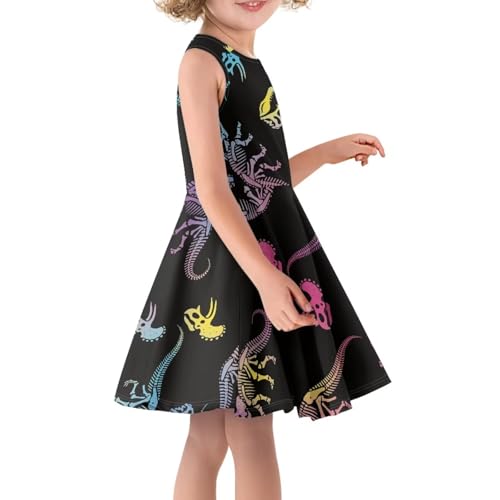 Little Big Girls Dress Cute Animal Graphic Sleeveless Crew Neck Summer Casual Midi Dresses3