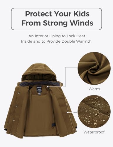 Image of wantdo Boys' Winter Coat Thick Puffer Jacket Snow Wear With Removable Hood
