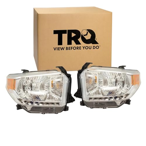 TRQ Headlight Assembly Set Headlights Compatible with 2014-2017 Toyota Tundra TO2502219 TO2503219