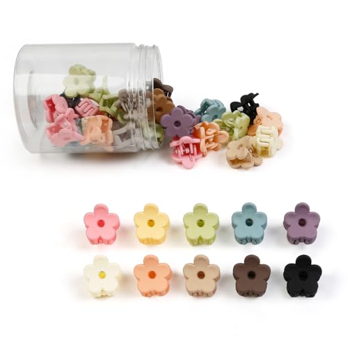 40Pcs Colorful Small Flower Hair Clips TEBIEKOY Baby Hair Clips Mini Claw Clips Cute Jaw Clips Hair Pins Hair Barrettes Toddler Hair Accessories for Women Girls Kids Teens