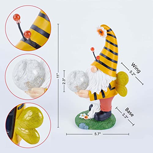 Origarden Garden Gnome Spring Yellow Decor - Bee Decor Ornament Summer Gnomes Outdoor Funny Solar Statue Waterproof Honey Bumble Bee Gnome As Patio Decorations #TOP3